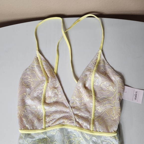 Auden Womens Pastel Floral Lace Thong Negligee/Teddy |S| |NWT| - Picture 2 of 11